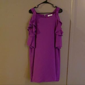 Umgee Plum Cold Shoulder Dress w/ Ruffle Detail